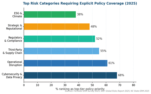 Top risk categories requiring explicit risk management policy coverage in 2025