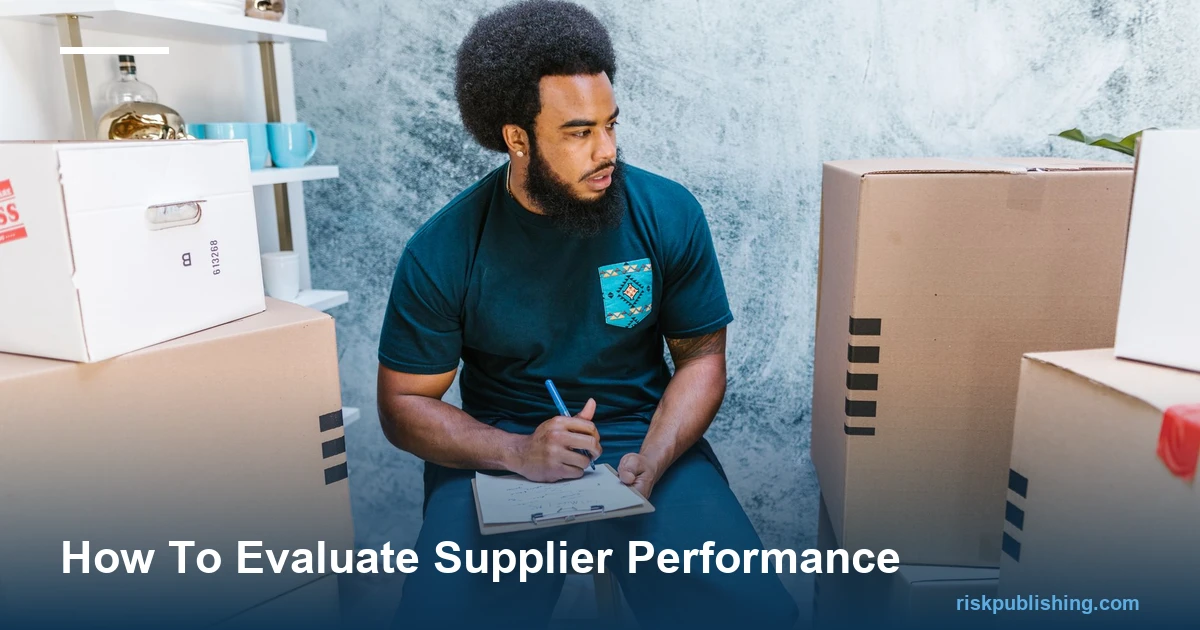 how to evaluate supplier performance shown as a five-row weighted scorecard with quality, delivery, cost, responsiveness, and risk bars