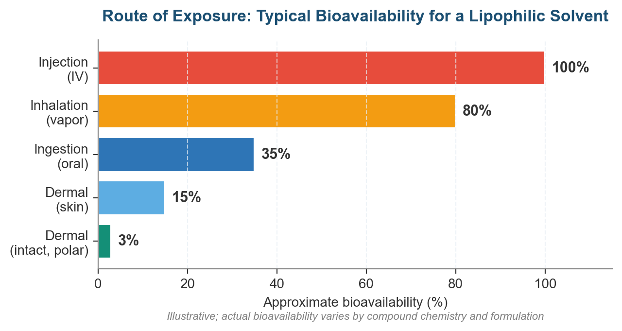 Route of exposure in risk assessment showing bioavailability by intake route
