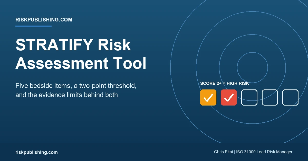 STRATIFY risk assessment tool five-item falls screening and two-point threshold explained