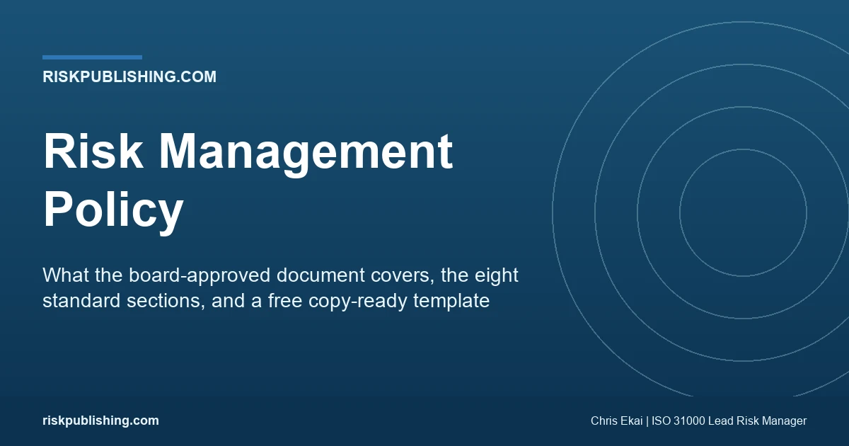 risk management policy hero introducing the eight standard sections and a free copy-ready template