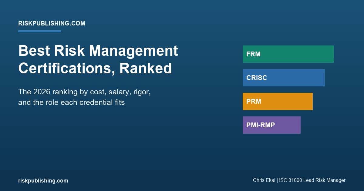 Featured image for best risk management certifications ranked for 2026 showing top credentials on a navy gradient hero