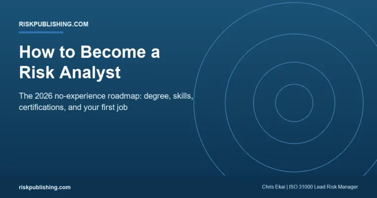 Featured image for how to become a risk analyst with no experience showing the 2026 roadmap on a navy gradient hero
