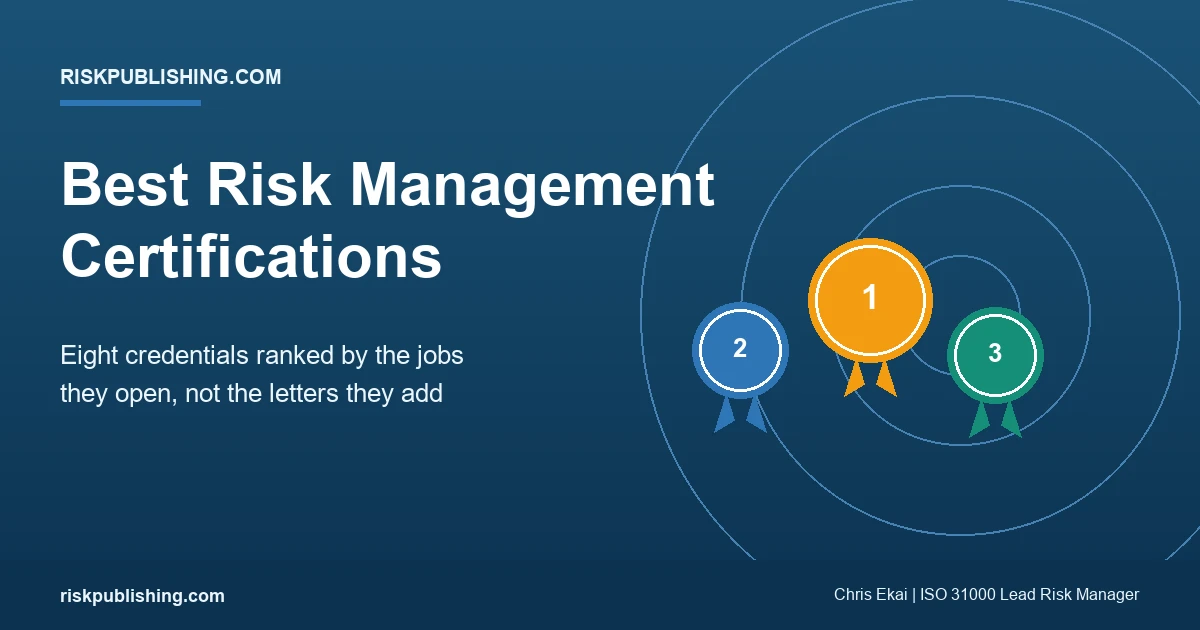 best risk management certification options ranked as podium badges for 2026 hiring value
