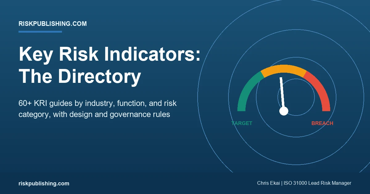 key risk indicators directory with traffic-light gauge from target to breach