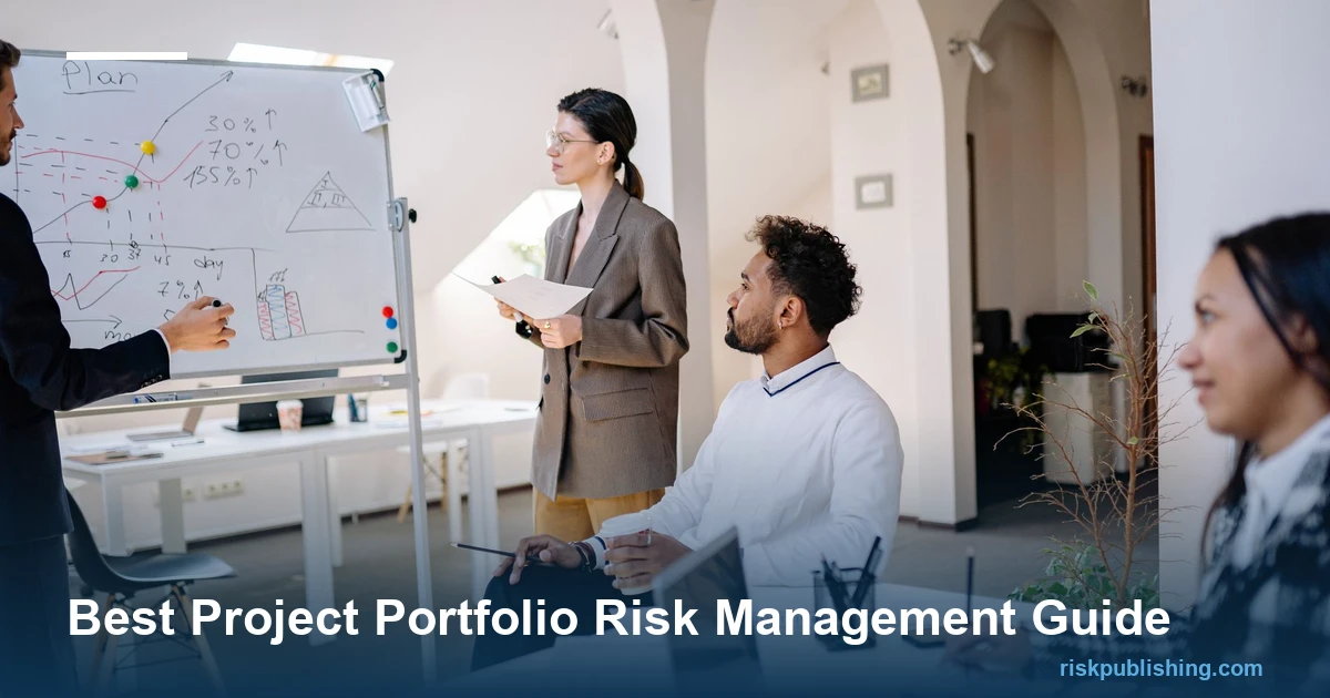 Project portfolio risk management: a team presenting portfolio performance charts to colleagues in an office