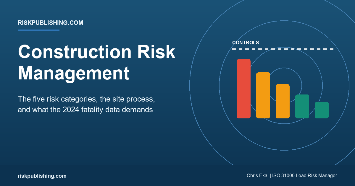 Featured image: construction risk management framework showing site hazard controls across five risk categories