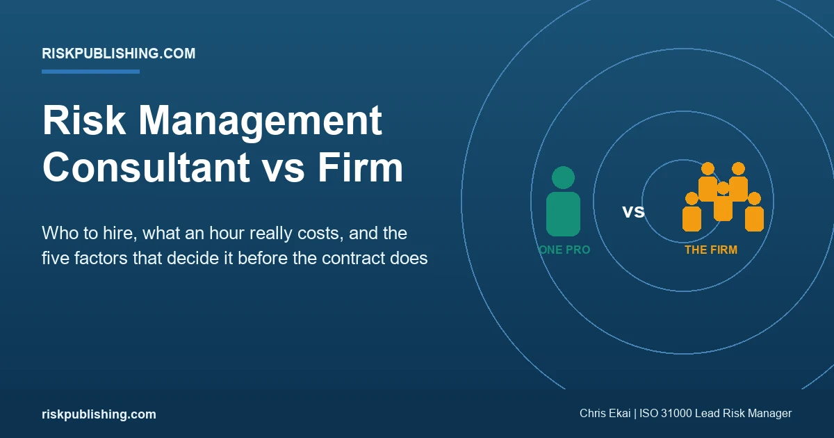 Risk management consultant vs firm hero showing one senior professional weighed against a five-person consulting team